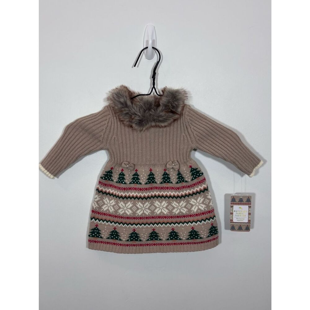 Tommy Bahama Girl Baby Holiday Christmas Sweater Dress NEW 3-6 months matching